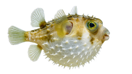 Spiky pufferfish with large eyes and fins © Sophia