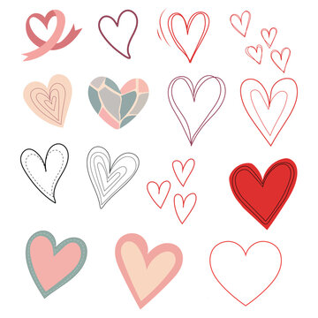 hand drawn heart doodle icon collection romantic love valentine sketch vector illustration set