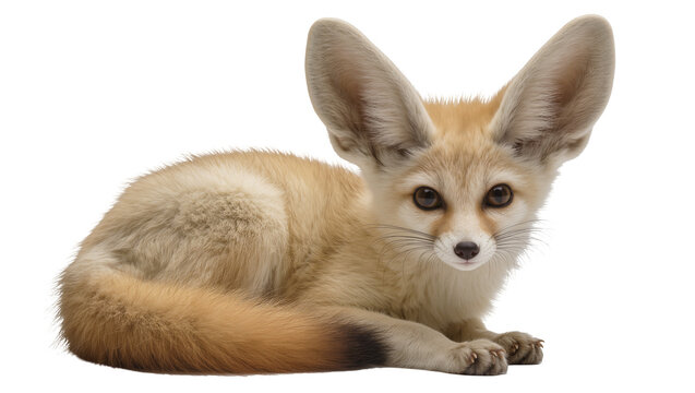 Fennec fox with large ears lying down