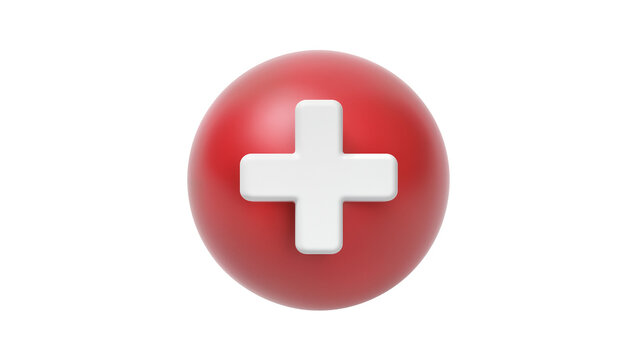 Red sphere with white cross symbol