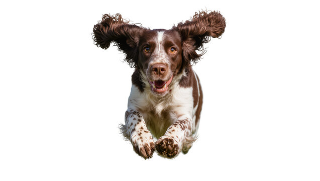 English Springer Spaniel dog running with ears flying