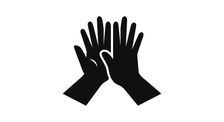 Fototapeta premium Clapping Hands Silhouette In Black And White