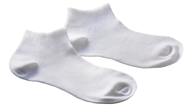 Pair of white ankle socks with ribbed cuffs