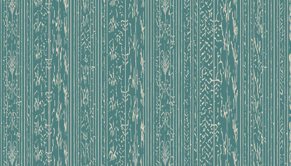 Distressed teal and cream striped pattern with intricate vintage damask and floral motifs, creating a textured background. © abi