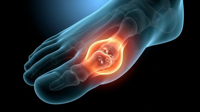 Gout Big Toe Joint Pain 3D Medical Illustration, Uric Acid Crystals Inflammation Anatomy, Human Foot Healthcare Concept