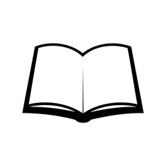 Fototapeta premium Simple illustration of an open book with blank pages and black outlines