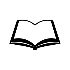 Fototapeta premium Stylized icon of an open book with black borders on white background