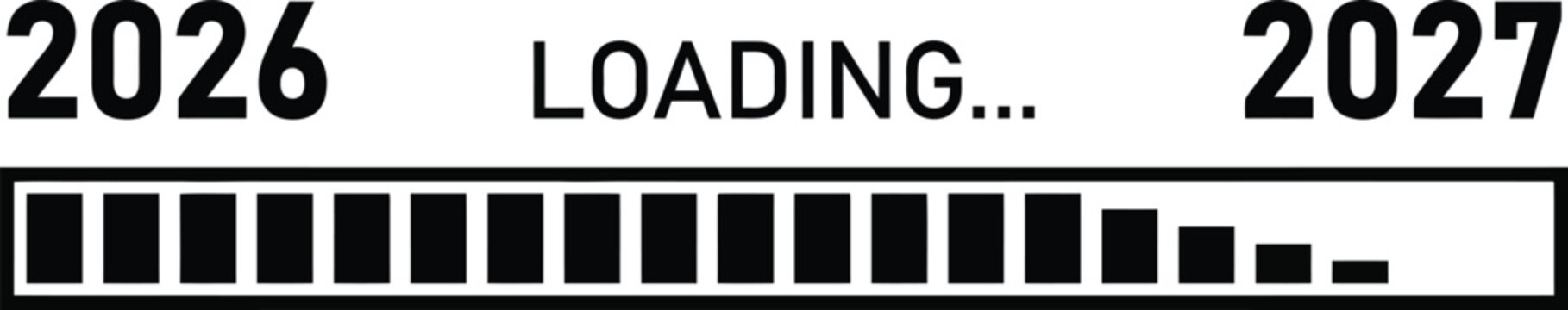 Loading screen animation with years 2026 and 2027