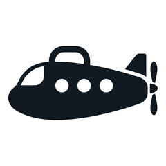 Simple black submarine icon with propeller and handle on top icon © Nur