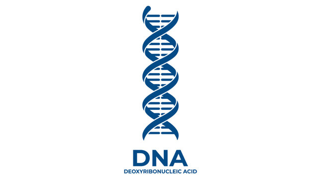 Blue DNA Double Helix Strand with Text