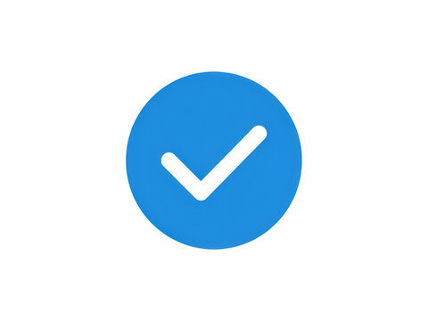 Blue checkmark icon inside circle isolated on transparent background