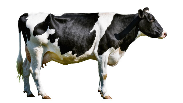 Black and white Holstein cow standing profile view