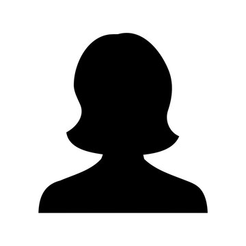 Anonymous female avatar silhouette icon with short hair and rounded edges