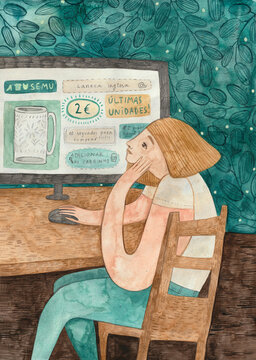 A girl doing online shopping