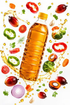 Cooking Oil Bottle With Floating Vegetables