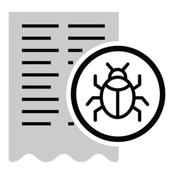 Bug icon on a document with lines  software error  debugging concept icon