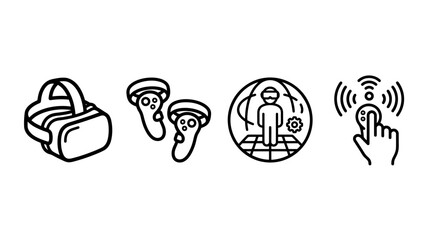 Virtual Reality Icons: VR Headset, Controllers, Avatar, and Hand Interaction © DidiekMurad