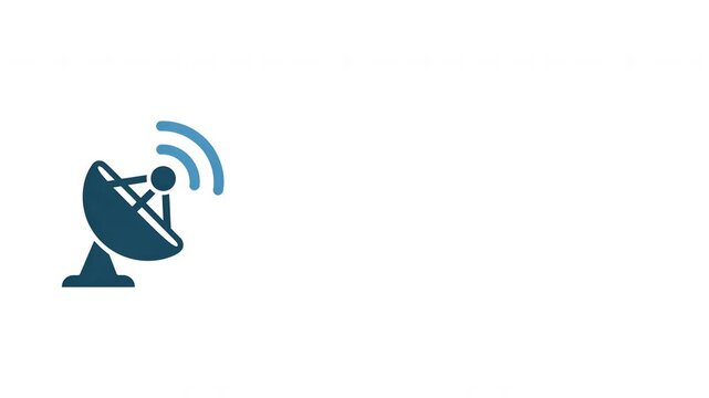 Satellite Dish Animation with Signal Waves | Communication Technology Concept