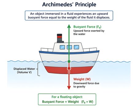 Floating Object and Buoyant Force Physics Vector