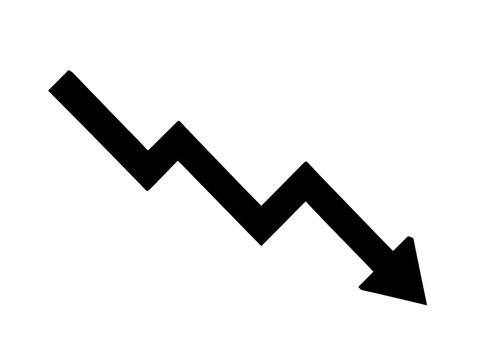 Downward zigzag arrow icon isolated on transparent background