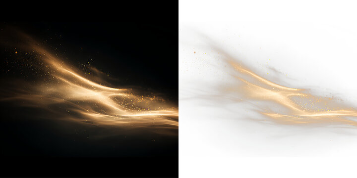 Golden sand burst wave with flying grains and abstract explosion motion