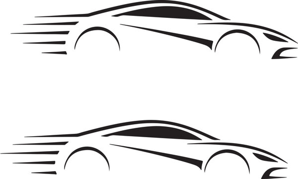 Black Sports Car Vector Illustration Sleek Racing Automobile Silhouette Fast Performance Vehicle Icon Isolated on White Background