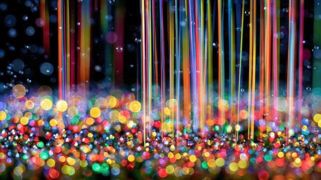 Abstract Colorful Light Streaks and Bokeh Effect Background.