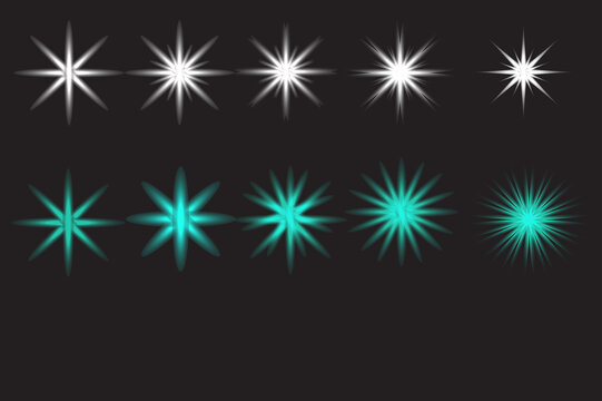 stract Sparkle and Glowing Star Light Effects Vector Set