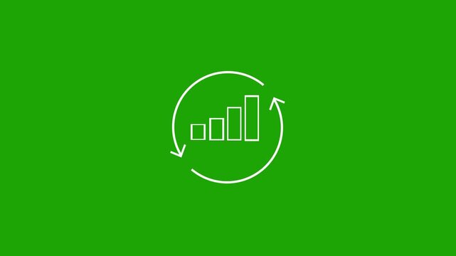 Animated Financial Data Refresh Bar Graph Icon on Green Screen background 4k video motion graphic design