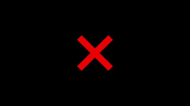 Red cross wrong check mark, doodle X cross Mark, wrong Grung check mark animation, with black background.4k video animation.