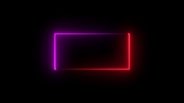 Glowing purple neon rectangular border frame overlay animation 4k video motion graphic design