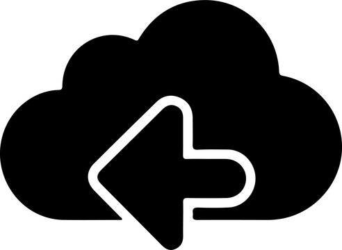Cloud download left arrow icon, secure data transfer symbol, modern technology illustration, computing network design, digital storage concept graphic