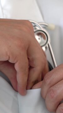Doctor who keeps a stethoscope in his pocket