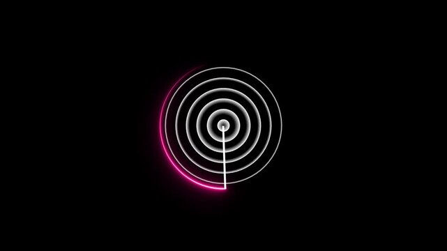 Animated Digital Radar Screen Graphic Loop on Black Background,4k video animation.