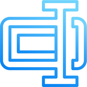 Rename edit label icon with blue gradient stroke outline for rename edit label change name text cursor modify title update replace revise on transparent background
