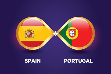 Obraz premium Spain vs Portugal Football Match championship Template design.