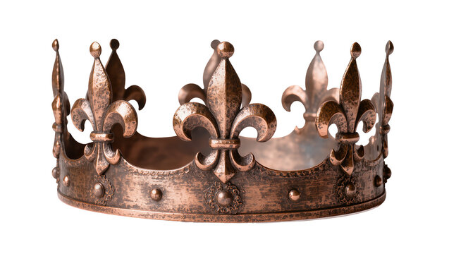 Ornate copper crown with fleur-de-lis ornaments