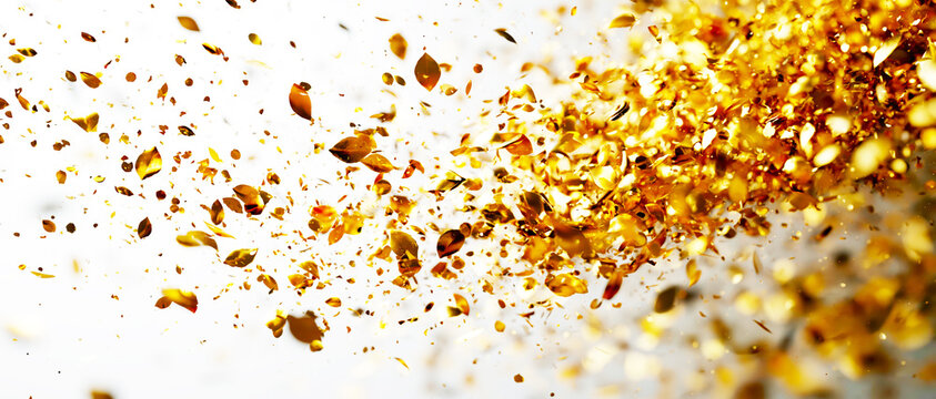 Luxury Gold Confetti Explosion Background With Glitter Particles