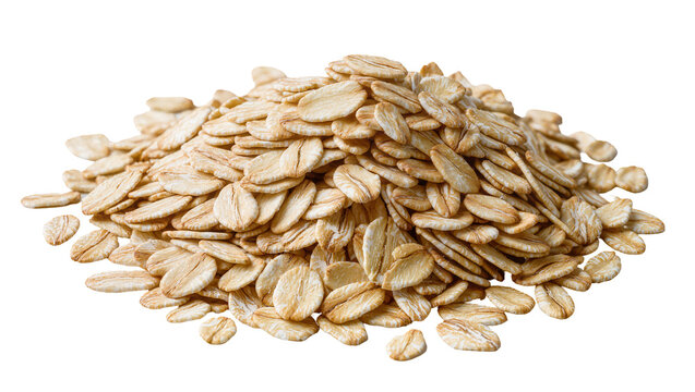 Rolled oats pile, healthy breakfast cereal ingredient