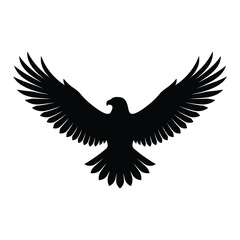 Fototapeta premium Black silhouette of eagle with wings spread wide