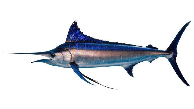 Blue Marlin Fish with Long Bill and Fins