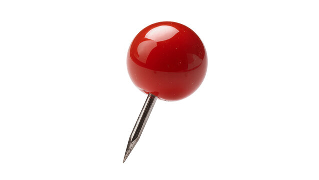 Red glossy round head push pin with metal point