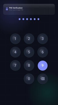 Person enters PIN Verification code on dark interface with numbers and screen