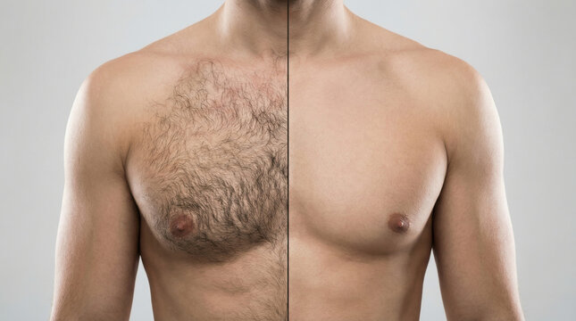 Male Chest Hair Removal Before After Comparison Grooming Concept