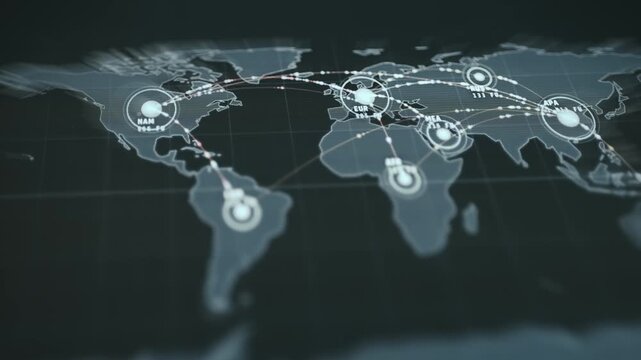 Global Logistics World Map with Supply Chain Routes