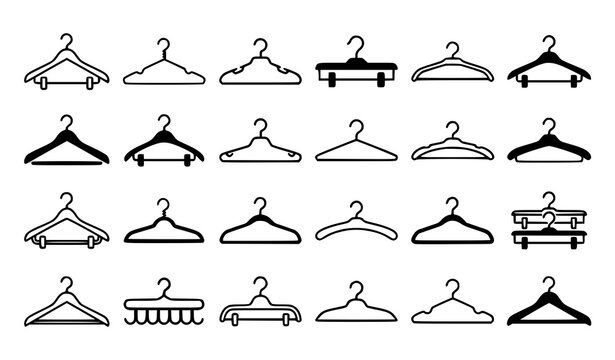 Clothes Hanger Icon Set Vector for Closet Wardrobe Fashion and Laundry Services