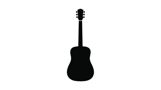 Acoustic guitar silhouette vector icon, black musical instrument shape on white background, minimalist folk guitar symbol for music branding