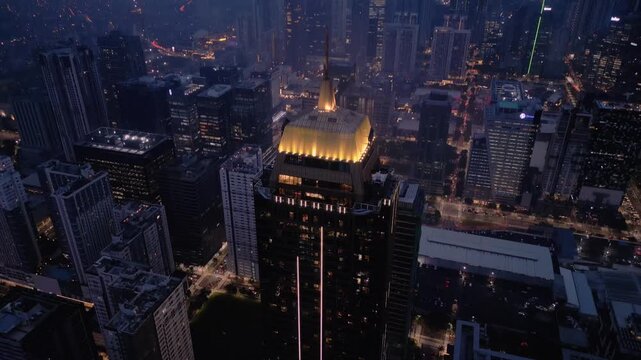 Drone shot of the Grand Hyatt in Bonifacio Global City in Metro Manila.