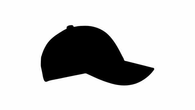 Simple silhouette of a baseball cap on white background