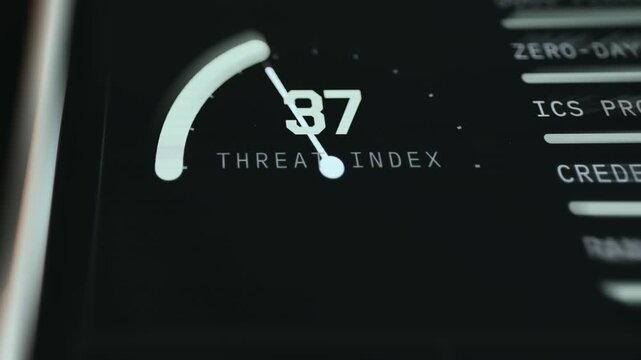 Active arc gauge resembling a speedometer labeled Threat Index